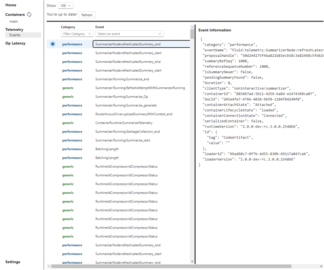 A screenshot showing container event logs